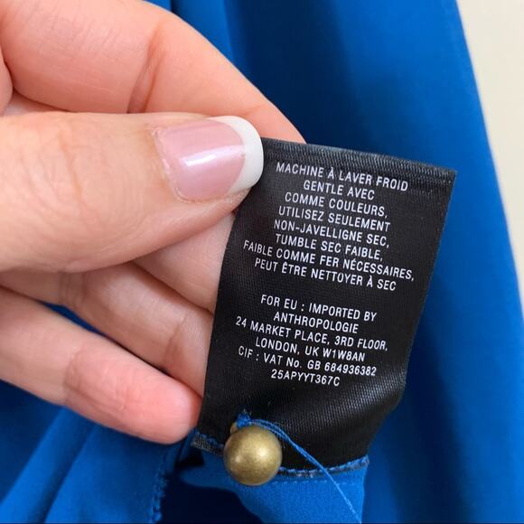 Anthropologie Maeve Royal Blue Ruffle Blouse - Picture 5 of 6